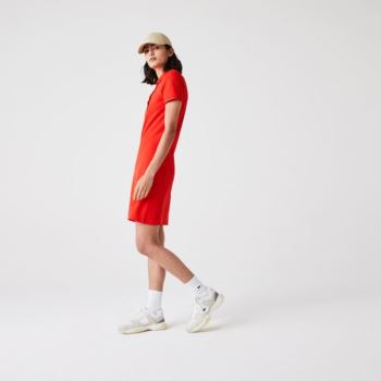 Lacoste Stretch Cotton Piqué Polo Dress - Šaty Dámské Červené | CZ-LFKsQs